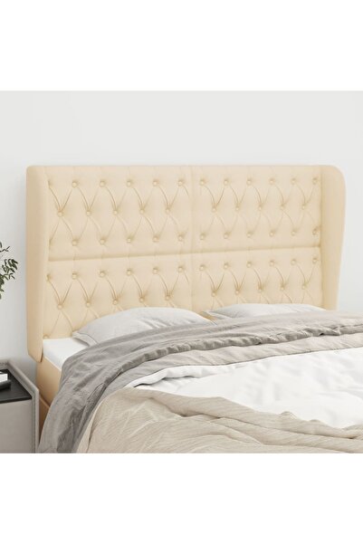 Concept Tăblie de pat cu aripioare, crem, 147x23x118/128 cm, textil