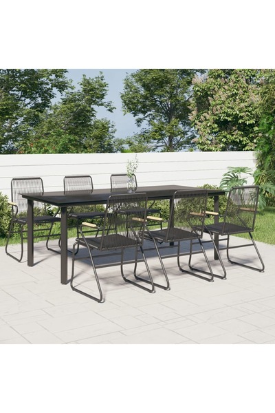 Concept Set mobilier de grădină, 7 piese, negru, ratan PVC