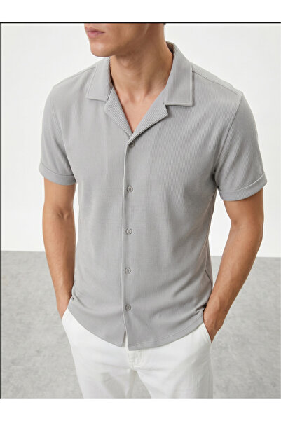 WAMOSSALAPLI Kısa Kollu Slim Fit Örme Gömlek