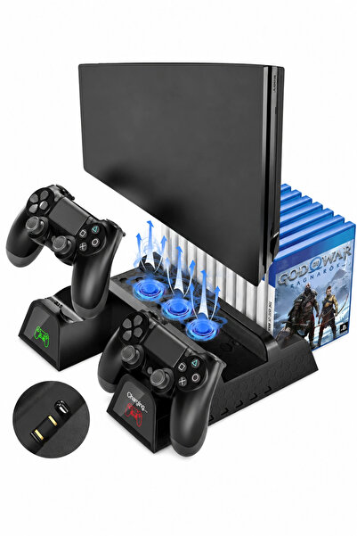 Blackbird Game Center Hepu TP4-882C PS4 3 Soğutma Fanlı Stand Şarj İstasyonu ...