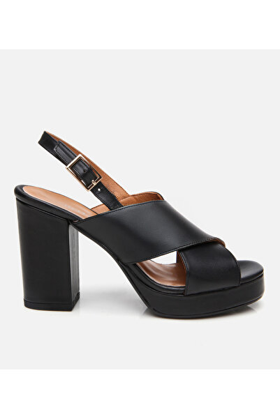 Hotiç Women's Leather Black Heeled Sandals
