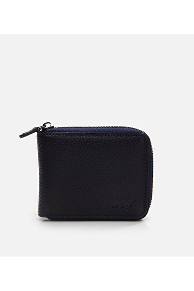 Hotiç Men's Leather Navy Blue Wallet