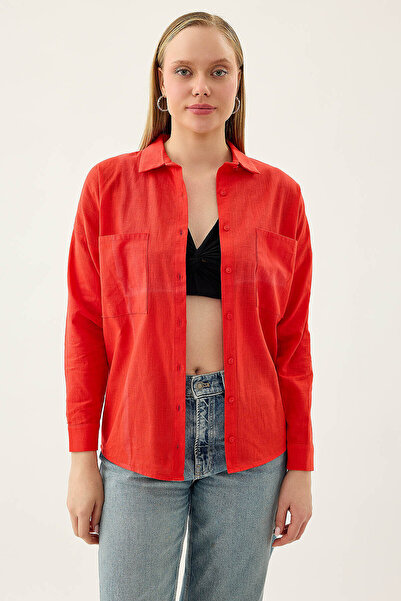 Vitrin Basic Oversize Önden Cepli Gömlek
