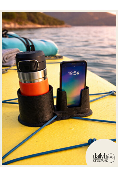 Dailyboo Creates SUP Board Telefon Termos Tutucu Paddle Board Kano Aksesuar 3D Baskı Lastik Bağlantılı-Siyah