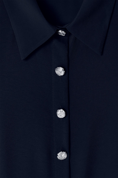 Sateen Halter Neck Shirt - Navy Blue
