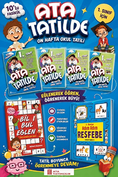 Ata Yayıncılık 1.Sınıftan 2.Sınıfa Geçenler İçin Ata Tatilde Seti (Eski Basım)