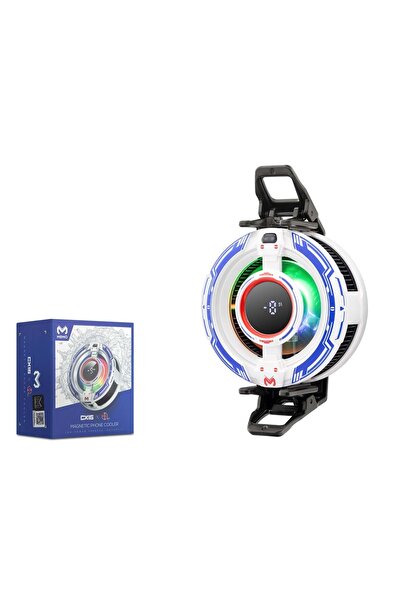 HADRON CX16 Manyetik Klipsli Telefon Soğutucu Fan RGB Isı Göstergeli Beyaz