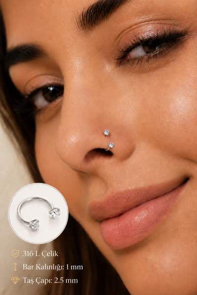 Sacce Scarves&Accessories Çelik Taşlı Piercing Tragus Helix Kıkırdak