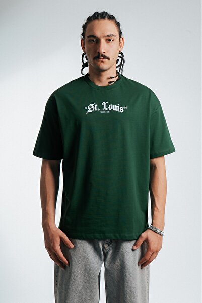 UKHWD SUPPLY Tricou oversize verde ST Louis pentru bărbați