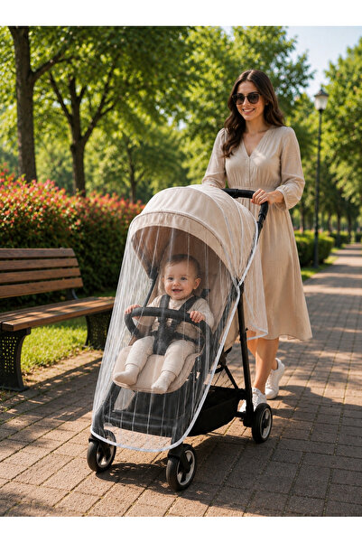 Özlem Toys Bebek Arabası Puset Ana Kucağı Sineklik(BEYAZ RENK-BÜTÜN BEBEK ARA...
