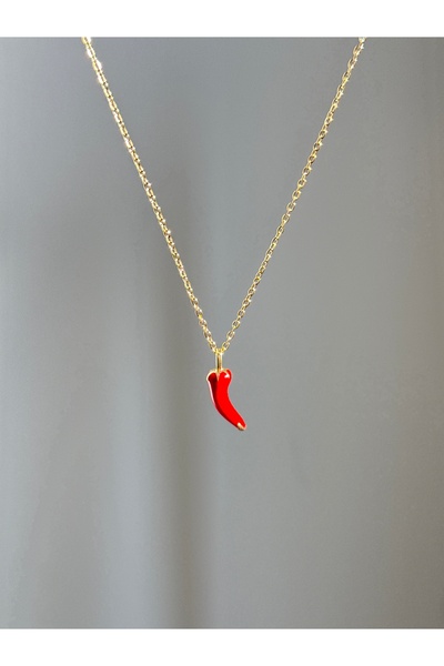 YOUES JEWELRY 316l Çelik 14K Biber Kırmızı Renk Kadın Kolye