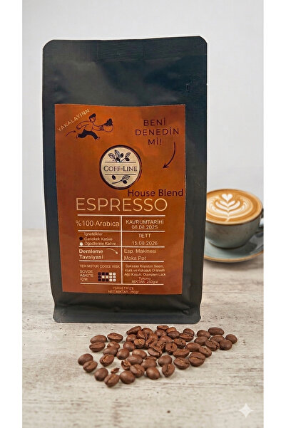 Coff-line House Blend Espresso Çekirdek Kahve – Yoğun Krema & Güçlü Aroma