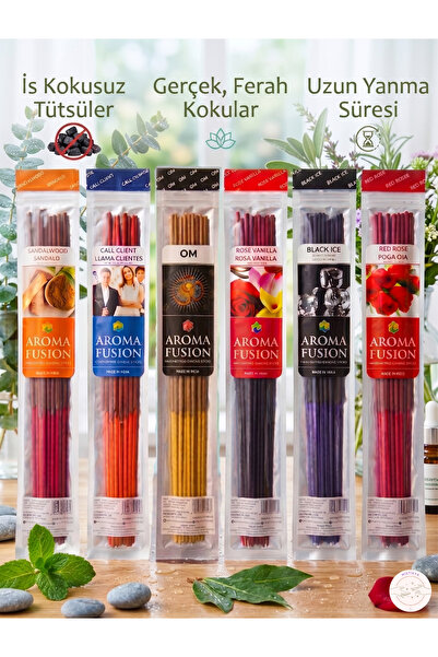 Great Fast Organik Doğal Çubuk Tütsü Seti | 90 Adet Çubuk Tütsü 6 Aroma 30 Cm...