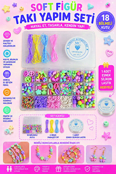 By MO Accessories Set de bijuterii Fimo pentru copii în culori moi - Set de b...