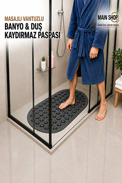 MAİN SHOP Cabină de duș ovală cu masaj pentru baie și duș, covoraș antiderapa...