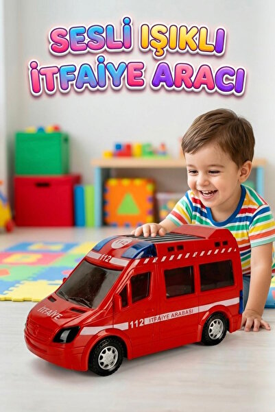 Tıfıl Toys Işıklı Sesli Pilli Kırmızı İtfaiye Arabası 110