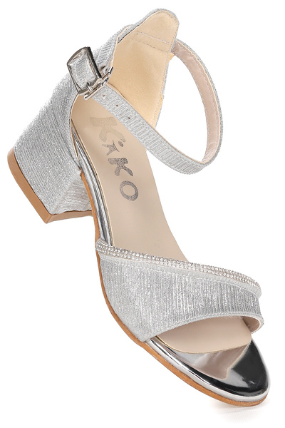 Kiko Kids Elos Çizgili Günlük Kız Çocuk 4 Cm Topuklu Sandalet Ayakkabı