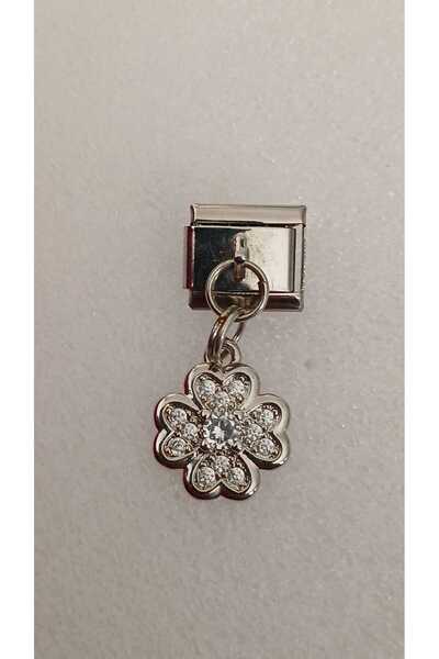 OCTBJX Sallantılı Zirkon Taşlı Yonca İtalyan Charm