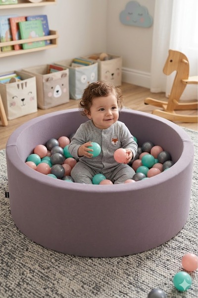 Wellgro Sünger Gri Top Havuzu 85x30 Cm (Topları Mint, Pembe, Gümüş)