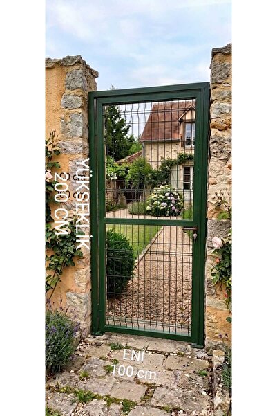 KONSEP BAHÇE KAPISI PANEL ÇİT KAPI 200 CM X100 CM YEŞİL RENK TEL GÖZ ARALIĞI ...