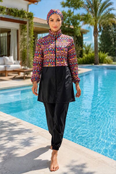 trendlina Laçin 3-Piece Hijab Swimsuit Burkini Made of Water-Repellent Fabric...
