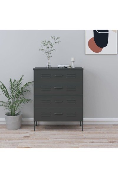 Concept Comodă cu sertare, antracit, 80x35x101,5 cm, oțel