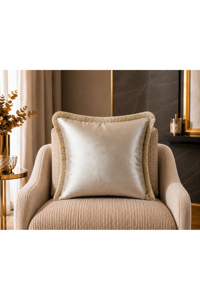 Fabricland Husă de pernă exclusivă, importată, din atlas, culoare nurcă, cu c...