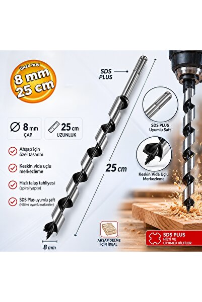 CMC Tools Sds Plus Ahşap Delme Matkap Ucu 8x250 mm