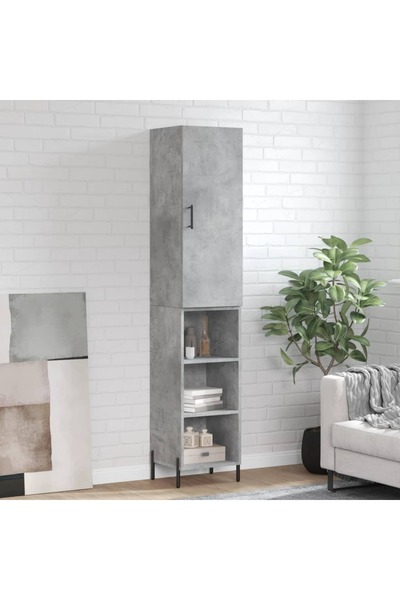 Concept Dulap înalt, gri beton, 34,5x34x180 cm, lemn prelucrat