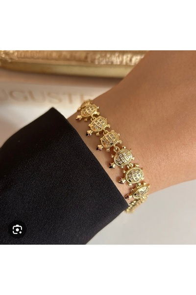 Steel Zircon Stone Bracelet with Turtle Figure.