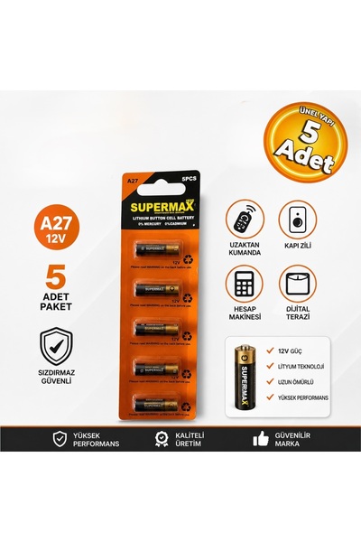 SÜPERMAX Süpermax A27 Lityum Pil 12V 5 Adet