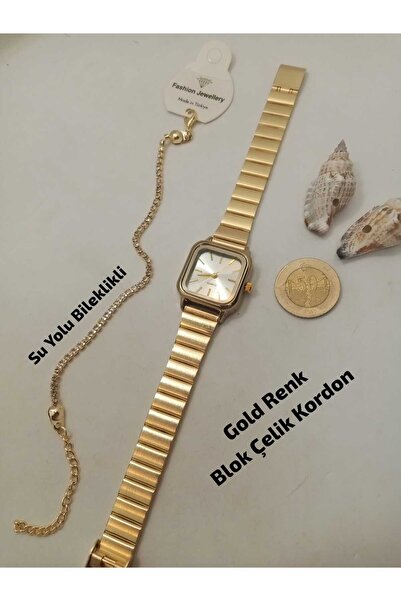 Brality Modern Fashion Design, Square Gold Color Case, Gold Color Strap, Wome...