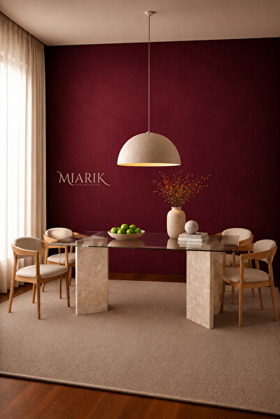 MIARIK DESIGN Vemyamaacam-Traverten Mermer Yemek Masası