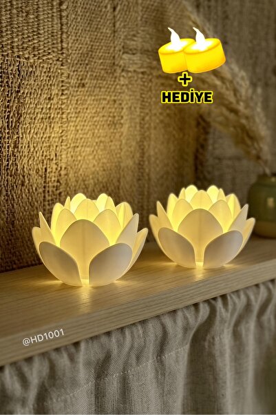 HD1001 2 Adet Lotus Lamba Başucu Masa Lambası Bohem Ev Dekoru Işık Çiçek Mode...