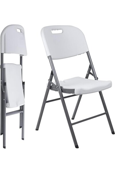 Cady One Plastic Folding Chair with Sturdy Metal Frame Reinforced Plastic Bac...