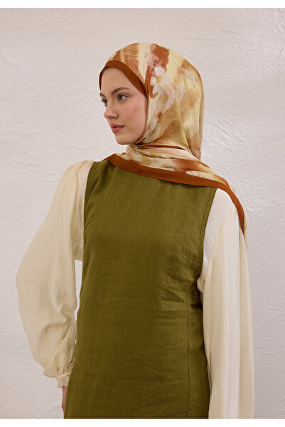 Freshscarfs Soft Daisy Desen Rami Şal Kiremit