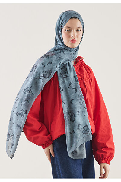 Freshscarfs Flower Shadow Desen Rami Şal İndigo