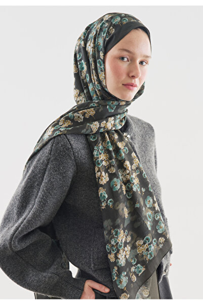 Freshscarfs Deep Green Secret Pearl Patterned Cotton Viscose Shawl