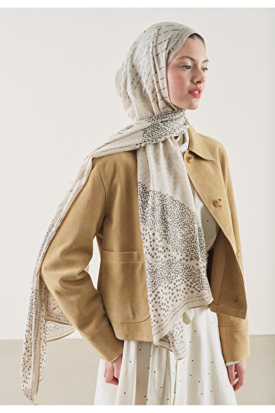 Freshscarfs Șal din ramie cu model elegant în buline bej