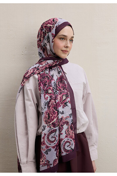 Freshscarfs Mürdüm Wıld Flora Desen İpek Krep Şal
