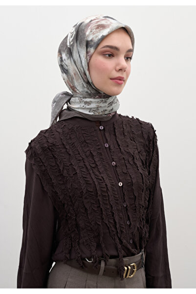 Freshscarfs Eșarfă vintage din bumbac și viscoză cu model de trandafiri, afumată