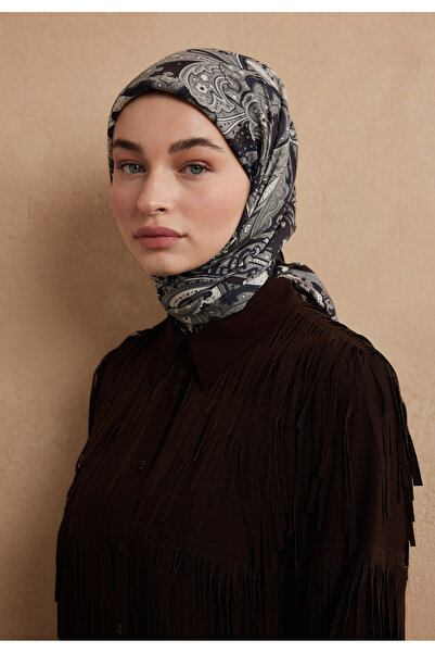 Freshscarfs Eșarfă din bumbac și mătase cu model Siara castaniu