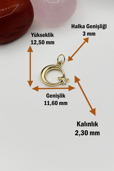 DİAMİNE PIRLANTA 14 Ayar Altın Ay Yıldız Kolye Ucu