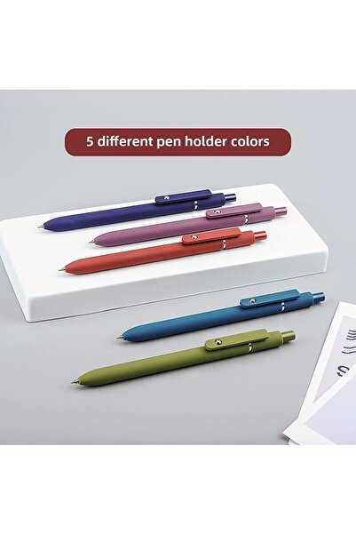 Arabest 5-Pack Vintage Gel Pens, 0.5mm Fine Point Black Ink with Soft Grip & ...