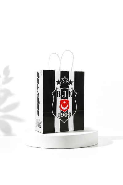 Kikajoy Black and White Colored Twisted Handle Paper Bag 18X24X8 cm - 2 Pieces