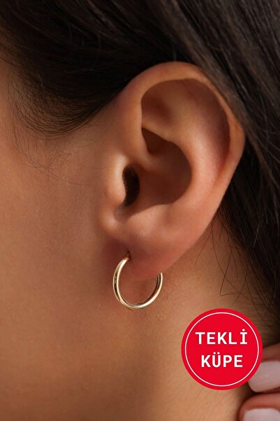 Bayar Gold 14 Ayar Altın Halka Tekli Küpe 1.6 cm