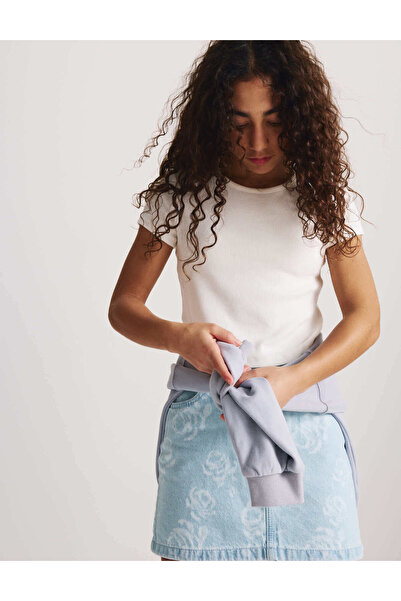 Marks & Spencer Gül Desenli Denim Etek