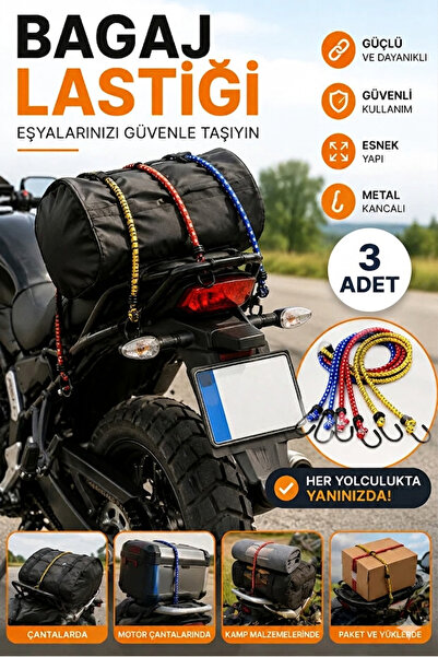 baffhome Bagaj Lastiği Çok Amaçlı Kancalı Pratik Gergi Halatı Ekstra Güçlü Ba...