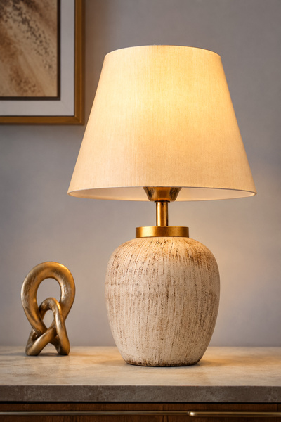 Hmydesign Pomme Seramik Abajur Krem Gold Srmk-53