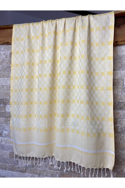 bohemian buldan Organic Cotton Yellow 90x190 Turkish Bath Sauna Beach Peshtemal 90x190
